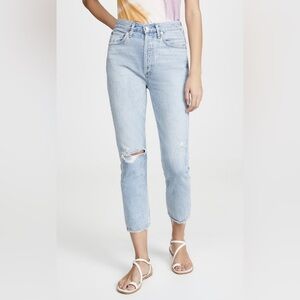 AGOLDE Riley High Rise Straight Jeans Distressed size 25